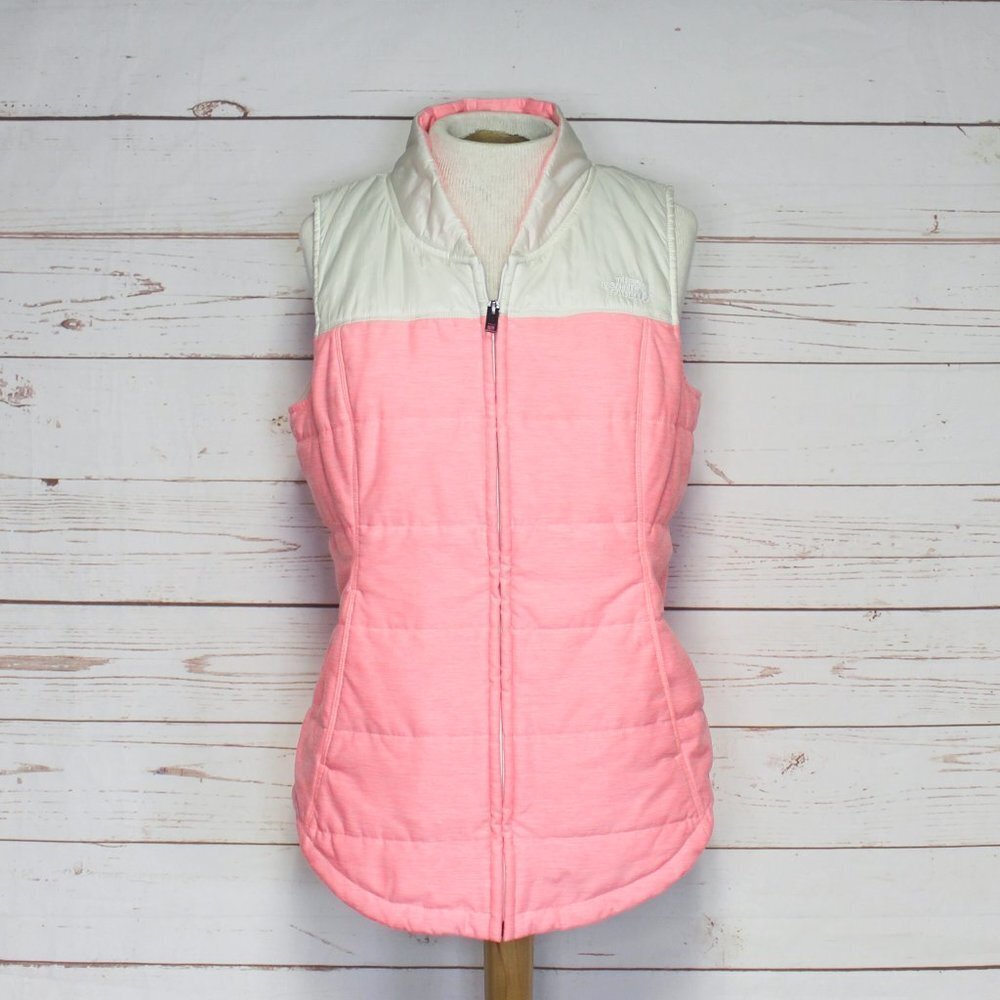 The North Face Pseudio Puffer Vest Two Tone Pink White Medium Running
